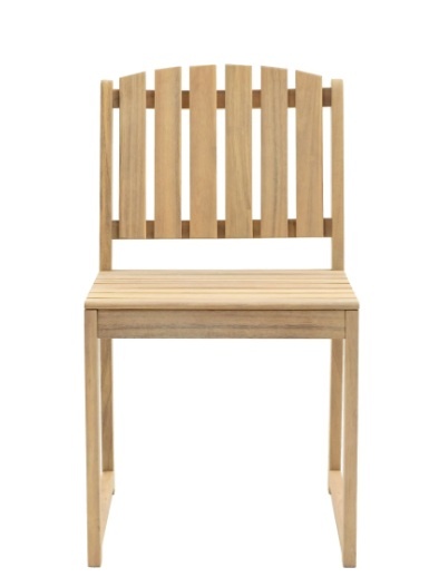 Set of 2 Gallery Rialto Natural Acacia Wood Slatted Outdoor Dining Chairs