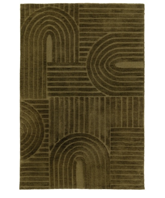 Gallery Direct Saser Rug – Large Olive Green Geometric Textured Rug