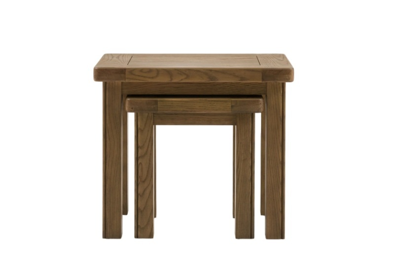 Gallery Direct Hardwick Nest of 2 Tables, dark wood, rectangular, nesting design.