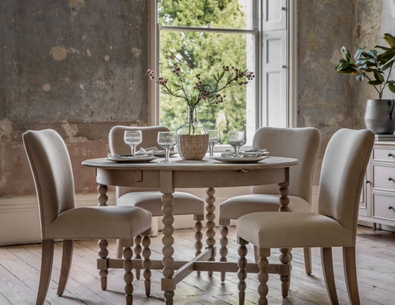 Gallery Direct Gallery Direct Artisan Extending Round Dining Table + 4 Dining Chairs