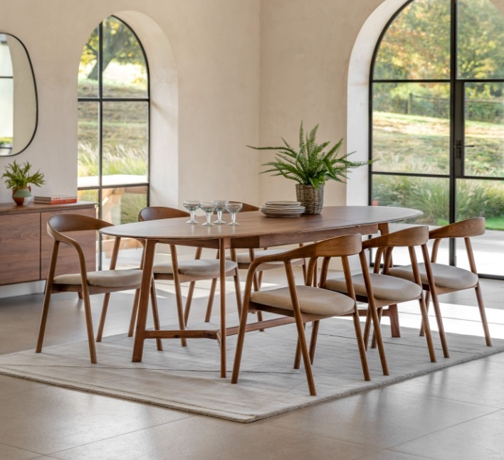 Gallery Direct Gallery Direct Madrid Walnut Extending Dining Table + 6 Dining Chairs