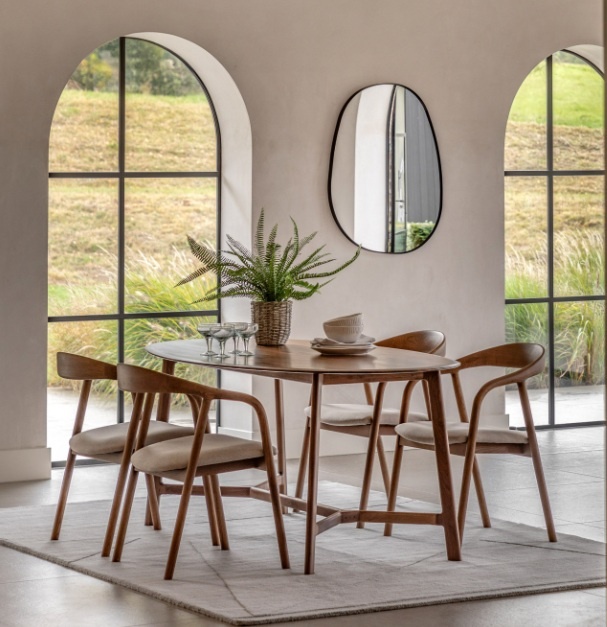 Gallery Direct Gallery Direct Madrid Walnut Oval Dining Table + 4 Dining Chairs