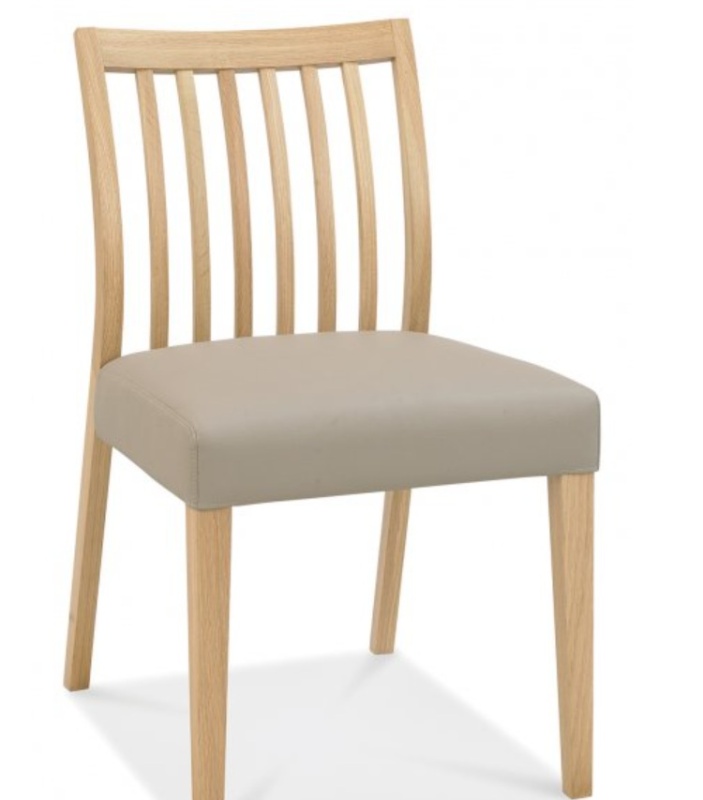 Bentley Designs Bentley Designs Bergen Oak Low Slat Back Chair - Grey Bonded Leather (Pair)