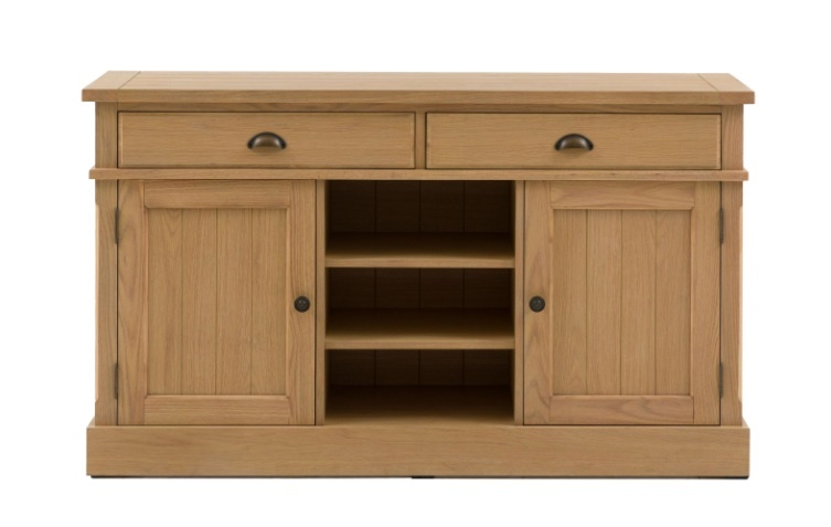 Gallery Direct Eton large natural wood sideboard with drawers, cupboards and open shelving