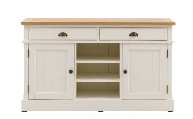 Gallery Direct Eton large sideboard with white painted base and oak top