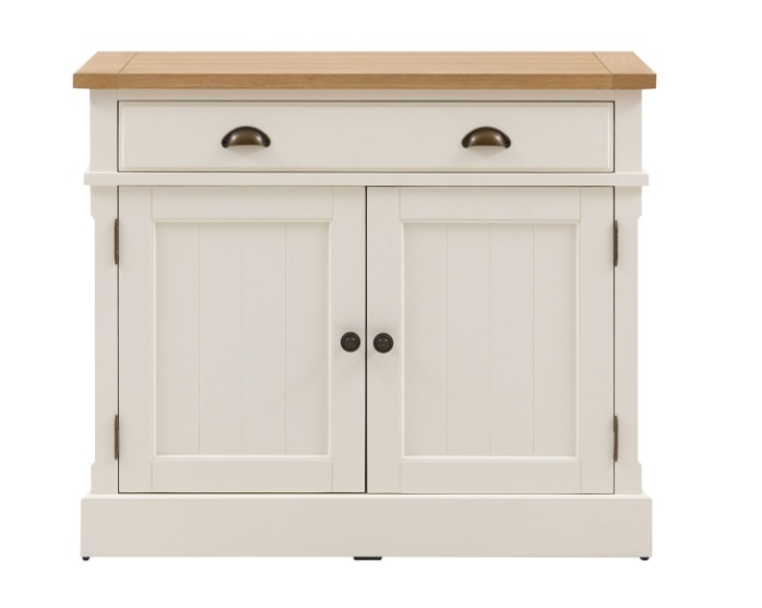 Gallery Direct Eton small sideboard with painted white base and natural oak top