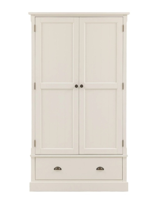 Gallery Direct Eton white wardrobe with two doors and a spacious drawer in a classic country style