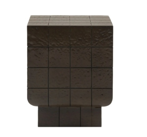 Gallery Direct Novara side table showing textured charcoal concrete tile detail