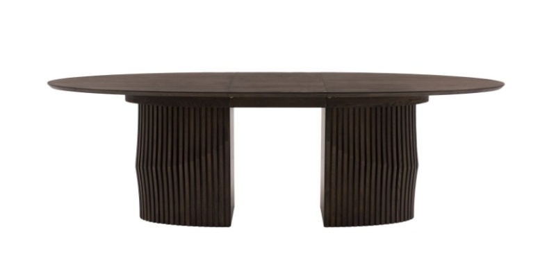 Gallery Direct Onda extending dining table walnut oval with sculptural slatted base