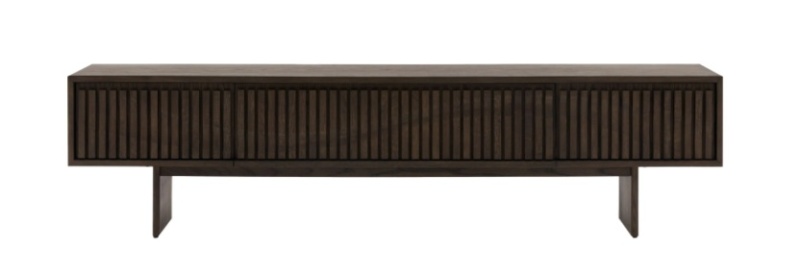 Gallery Direct Onda walnut media unit with slatted front design