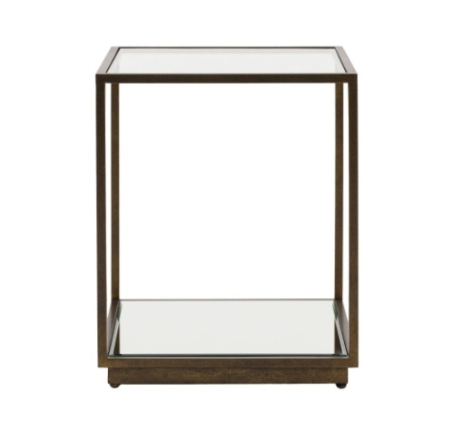 Gallery Direct Avento bronze side table with glass top and mirrored shelf