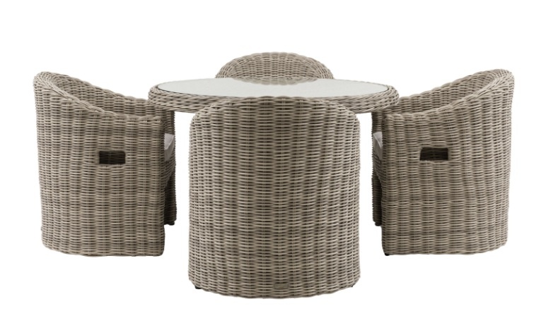 Gallery Direct Ragusa garden 6 seater round dining set with rattan chairs and glass table