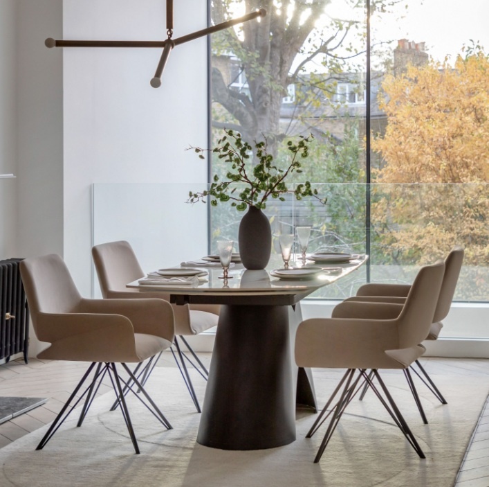 Bresso black extending dining table by Gallery Direct displayed in modern dining room