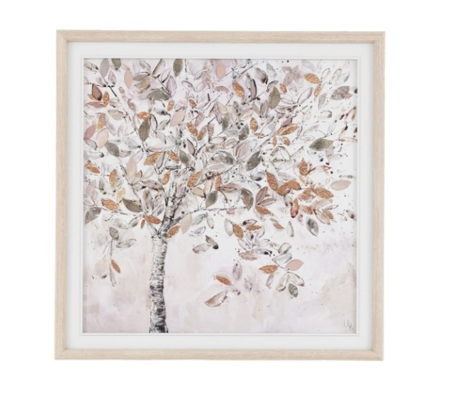 Dreamweaver framed canvas wall art by Gallery Direct featuring tree design with metallic leaf detail