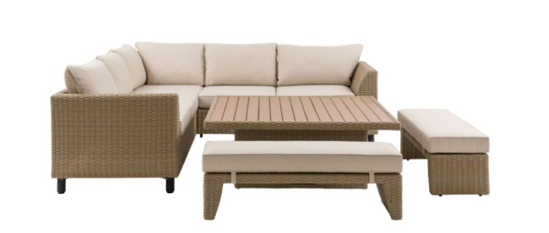 Gallery Direct Salcombe Lounge Set Natural Front View Outdoor Corner Sofa Garden Furniture
