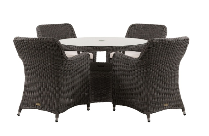 Gallery Direct Ascot Round Dining Set Salt Spray Outdoor Garden Table and Chairs