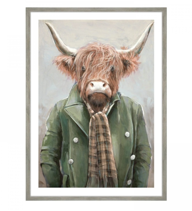 Gallery Direct Angus highland cow framed wall art rustic country portrait