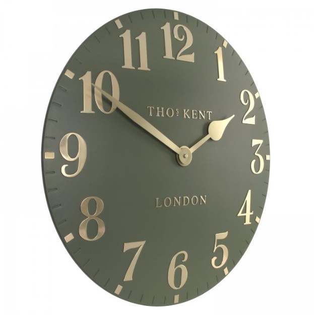 Gallery Direct Thomas Kent Arabic 20cm Large Wall Clock Lichen Green
