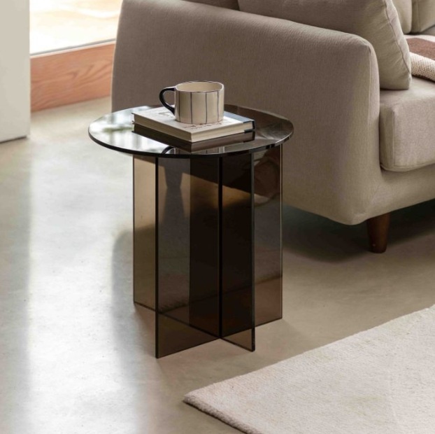 Gallery Direct Gallery Direct Parioli Glass Side Table Charcoal