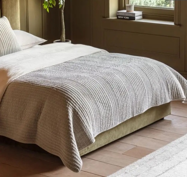 Gallery Direct Gallery Cotton Velvet Stitched Bedspread - Taupe