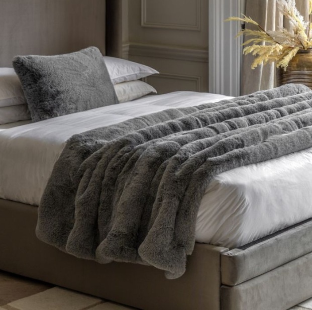 Gallery Direct Gallery Roscose Faux Fur Throw - Smoke Grey