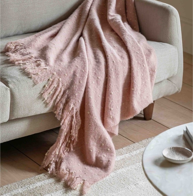 Gallery Direct Gallery Dottie Faux Mohair Throw - Rose Pink