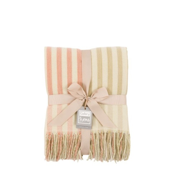 Gallery Direct Gallery Lille Jaquard Stripe Throw - Rust / Sage