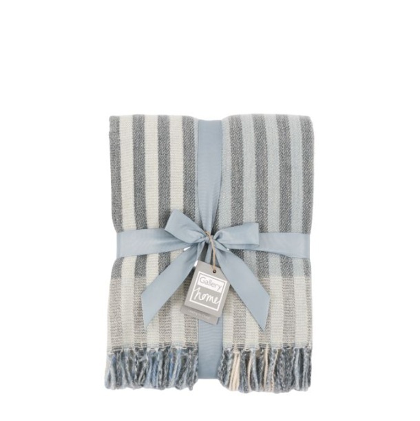 Gallery Direct Gallery Lille Jaquard Stripe Throw - Blue / Natural