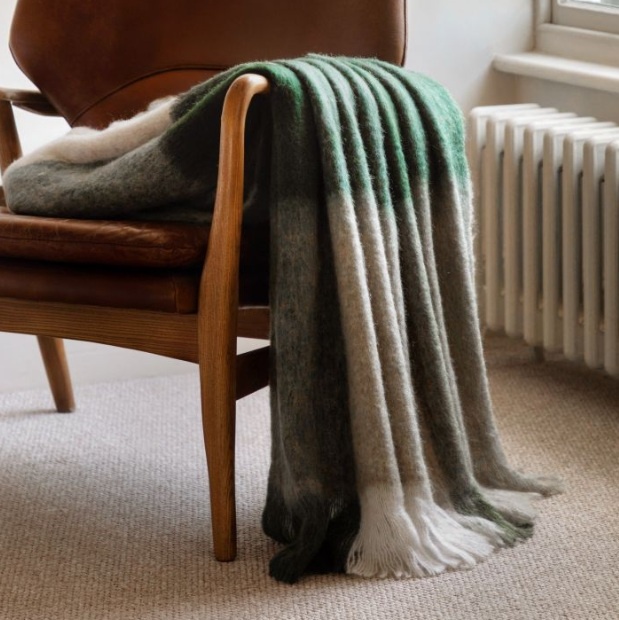 Gallery Direct Gallery Heritage Check Faux Mohair Throw - Green