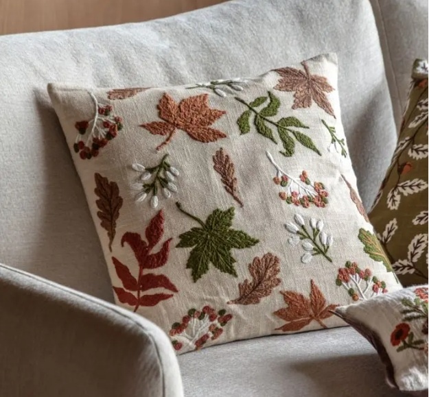 Gallery Direct Gallery Leaves Embroidered Cushion