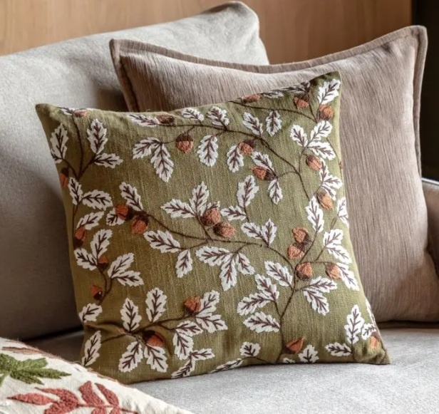 Gallery Direct Gallery Acorn Embroidered Cushion Olive