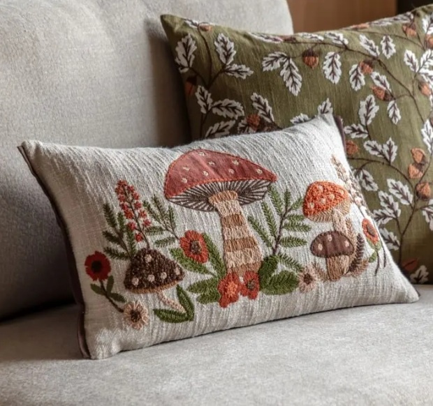 Gallery Direct Gallery Mushroom Embroidered Cushion
