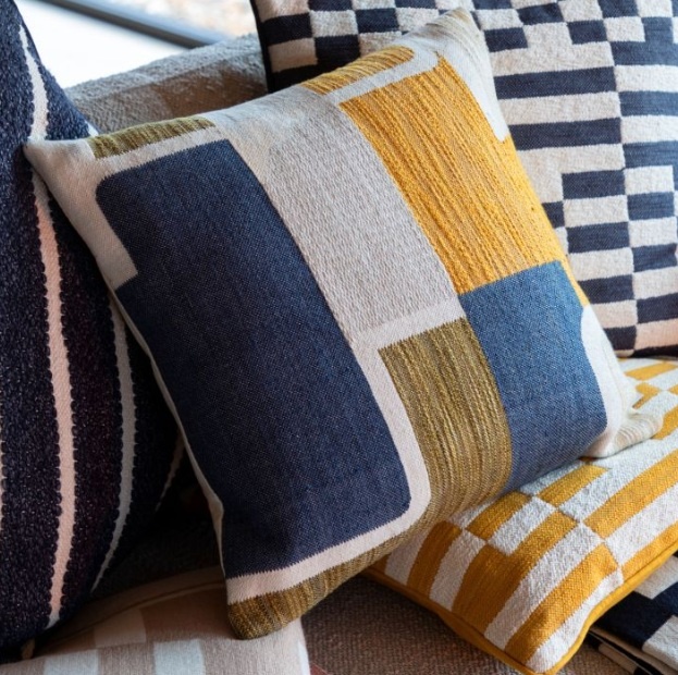 Gallery Direct Gallery Quinn Jacquard Cushion - Ochre & Navy Square