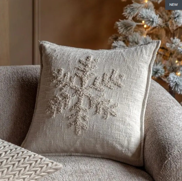 Gallery Direct Gallery Deco Luxe Embroidered Snowflake Cushion