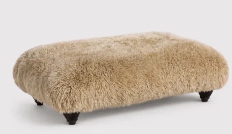 Tetrad Nappa Rectangular Stool in natural sheepskin