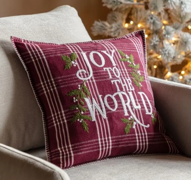 Gallery Direct Gallery Heritage Joy To The World Cushion Merlot