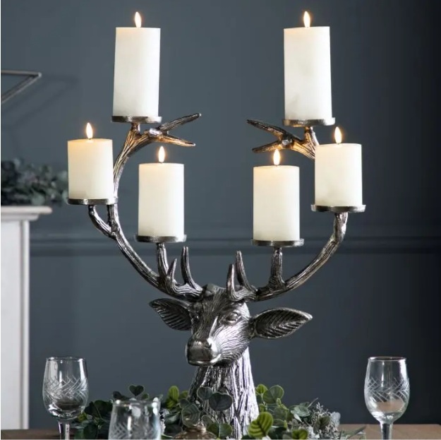Gallery Direct Gallery Stag Candelabra Aluminium