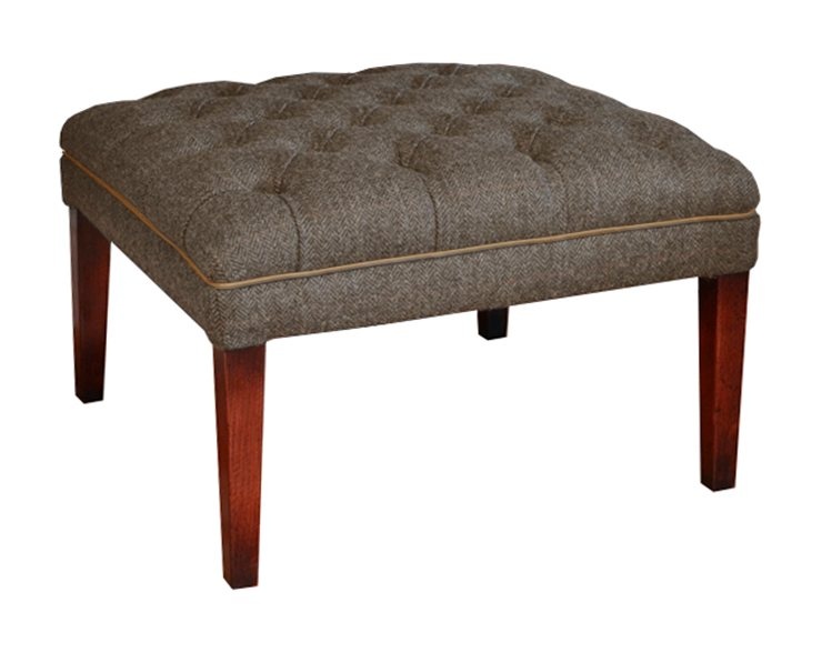 Tetrad Harris Tweed MacKenzie Footstool - Hide Buttons & Piping