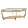976 Shadows Oak Glass Top Oval Coffee Table