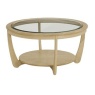 974 Shadows Oak Glass Top Round Coffee Table