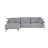 Ercol 4332 Forli Chaise LHF sofa in textured grey fabric with Clear Matt (CM) solid oak legs – Contemporary L-shaped 3-seater