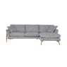 Ercol 4333 Forli Corner Chaise RHF sofa in textured grey fabric with Clear Matt (CM) solid oak legs – Brentham Furniture
