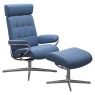 Stressless London with Adjustable Headrest Chair & Stool With Urban Cross Base