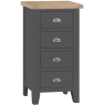 Classic Painted Oak Charcoal 4 Drawer Narrow Chest Of Drawers
