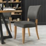 Bentley Designs Indus Rustic Oak Upholstered Chair - Dark Grey Fabric (PAIR)