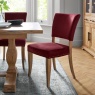 Bentley Designs Indus Rustic Oak Upholstered Chair - Crimson Velvet Fabric (PAIR)