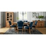 Bentley Designs Bentley Designs Indus Rustic Oak Upholstered Chair - Dark Blue Velvet Fabric (PAIR)