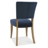 Bentley Designs Bentley Designs Indus Rustic Oak Upholstered Chair - Dark Blue Velvet Fabric (PAIR)