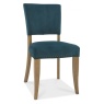 Bentley Designs Indus Rustic Oak Upholstered Chair - Sea Green Velvet Fabric (PAIR)