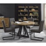 Bentley Designs Indus Rustic Oak Circular Dining Table & 4 Bentley Designs Indus Cantilever Chairs
